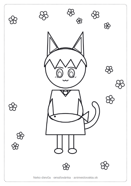 Anime omalovánky: Neko dívka