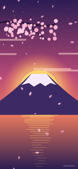 Anime tapety: Fudži při západu slunce (mobil)