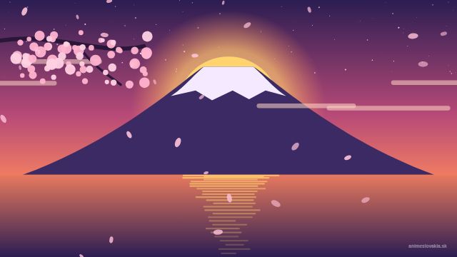 Anime tapety: Fudži při západu slunce (PC)