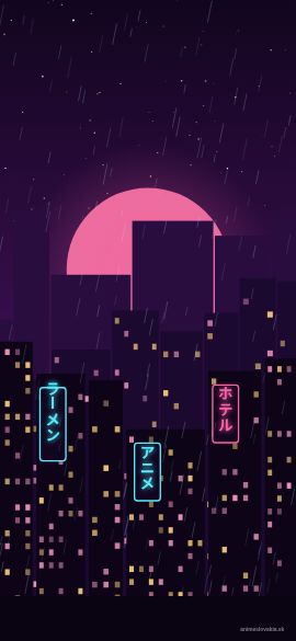 Anime tapety: Neonové Tokio v dešti (mobil)