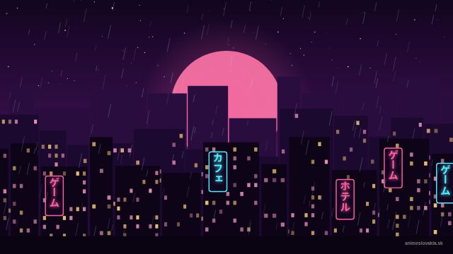 Anime tapety: Neonové Tokio v dešti (PC)