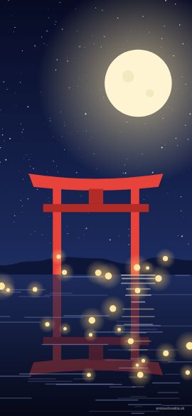 Anime tapety: Torii pod měsícem (mobil)