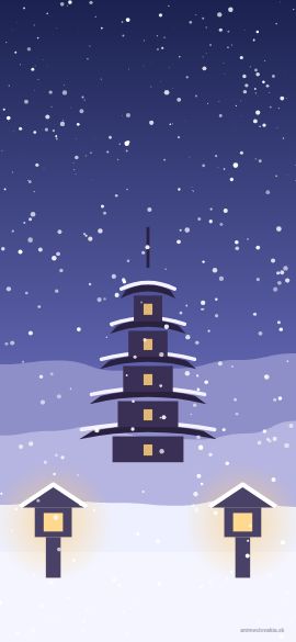 Anime tapety: Zasněžená pagoda (mobil)